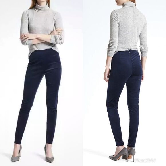 Banana Republic Gray Dark Charcoal DEVON LEGGING FIT STRETCH VELVET ANKLE PANT - Picture 2 of 9